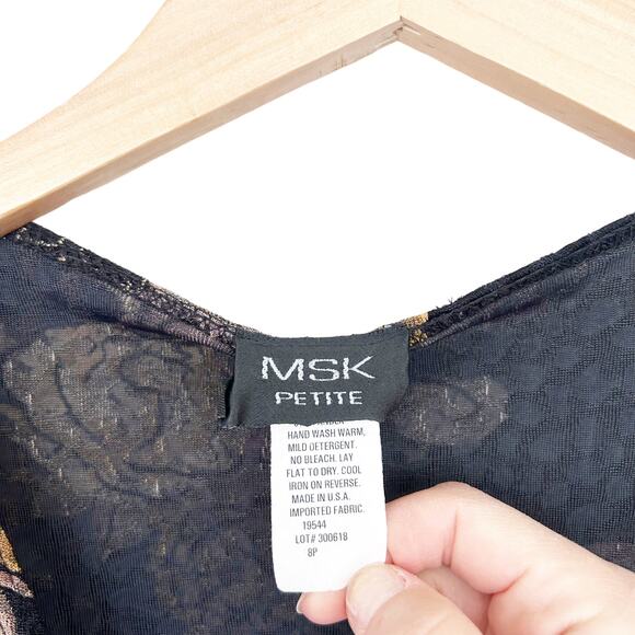 Vintage MSK Petite Floral Wrap Top Sz 8P - Picture 2 of 5